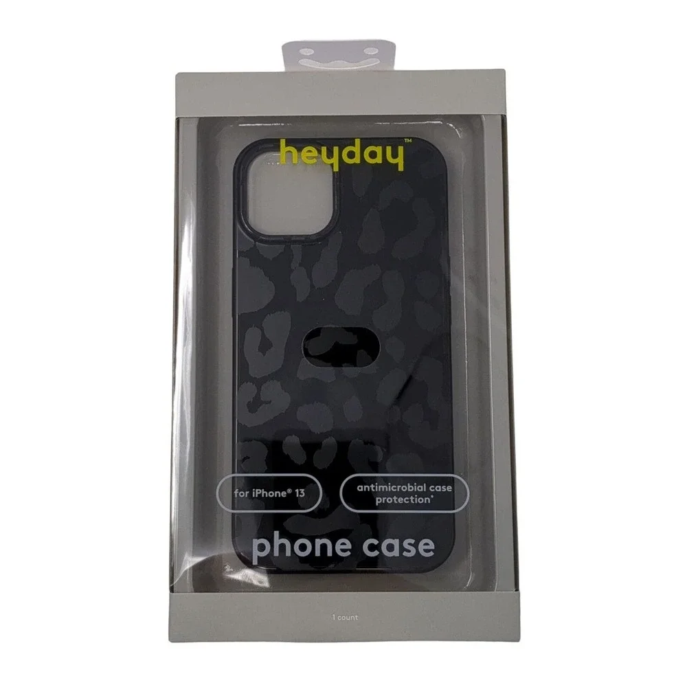 heyday‎ Apple iPhone 13 Case Antimicrobial Black Leopard Print Phone Case